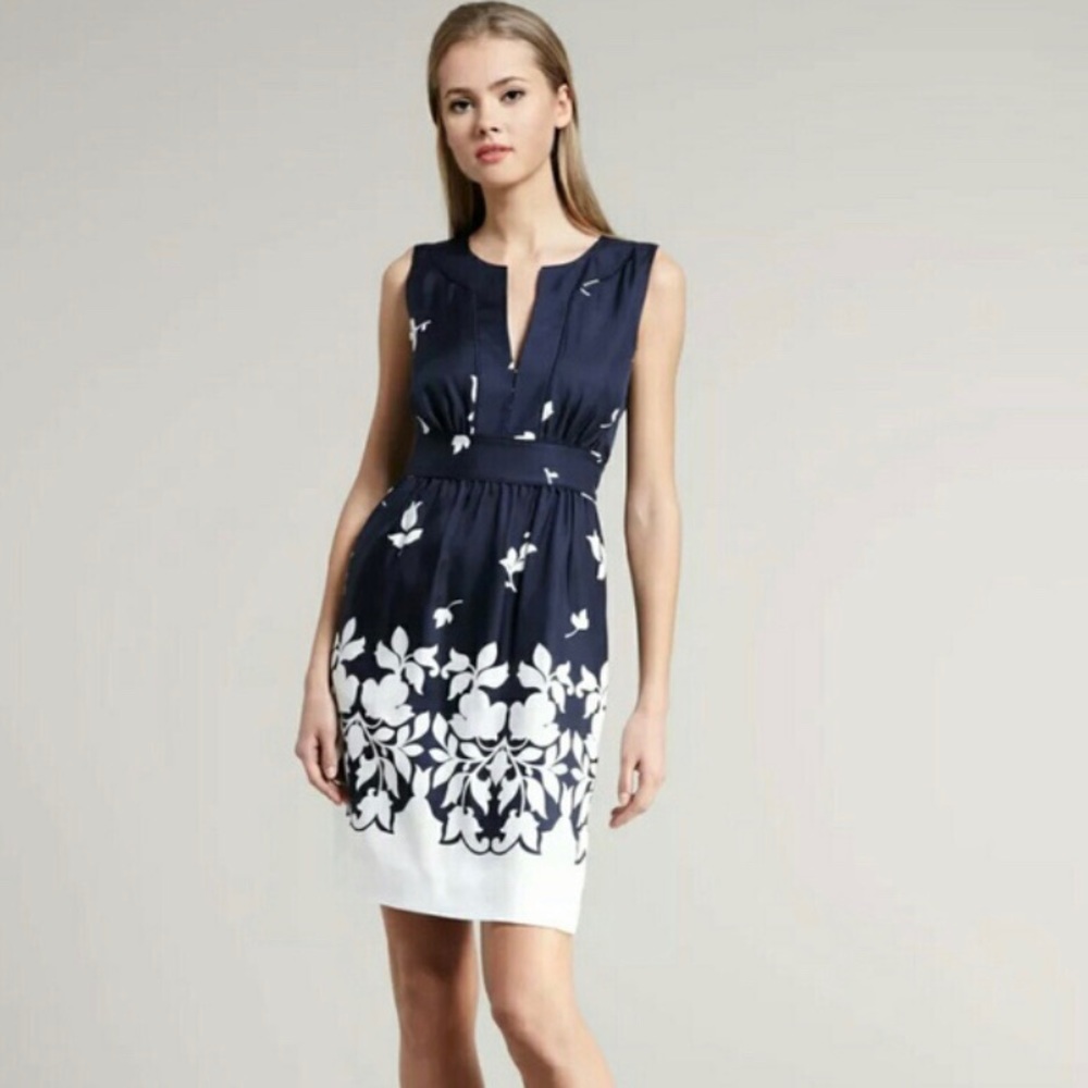 Kate Spade Silk Navy and White Floral Dress